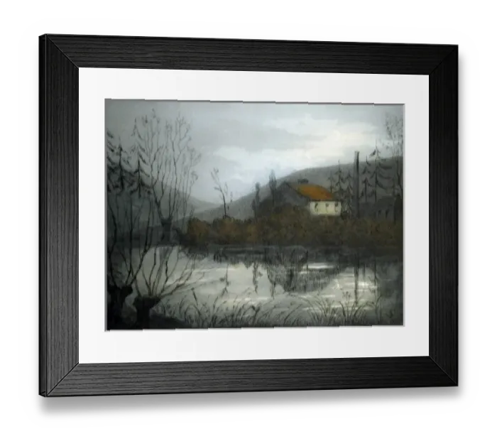Framed Print : Bataille de Verdun 1916 Le moulin et l etang de Vaux