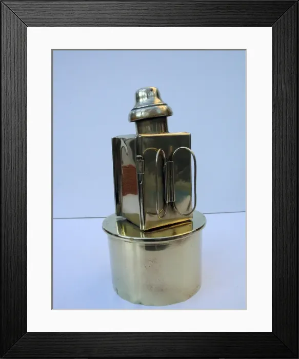 Framed Print : Paraffin lamp mounted on a 4 5 Howitzer shell case Framed Print : Paraffin lamp mounted on a 4 5 Howitzer shell case
