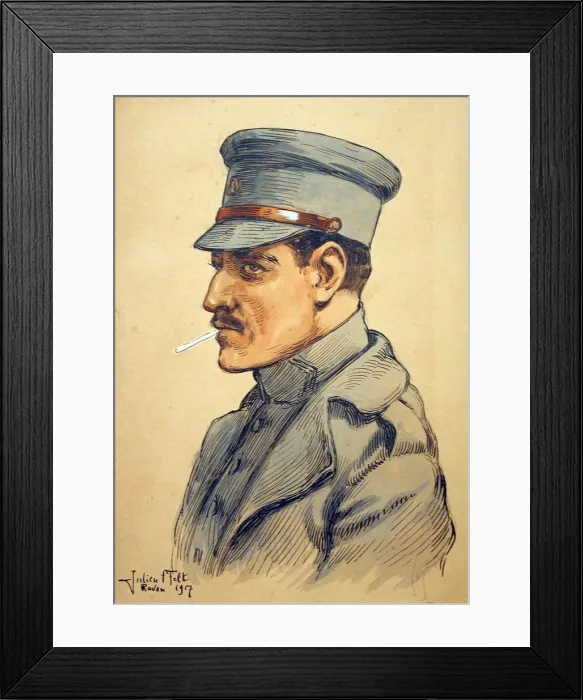 Framed Print : Portrait of a Portuguese soldier smoking a cigarette Framed Print : Portrait of a Portuguese soldier smoking a cigarette