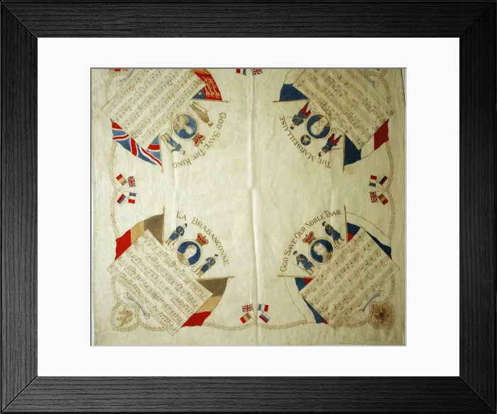 Framed Print : Cotton hankerchief - National Anthems of the Allies Framed Print : Cotton hankerchief - National Anthems of the Allies