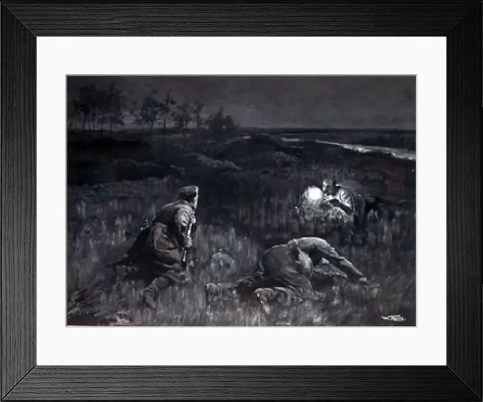Framed Print : Captain Davies encounters two German sentries, Messines Framed Print : Captain Davies encounters two German sentries, Messines