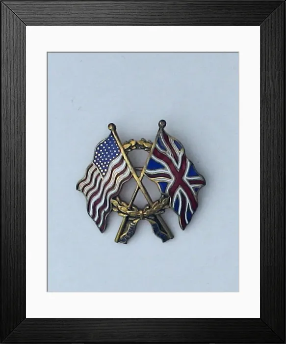 Framed Print : Flags of the USA and the United Kingdom brooch Framed Print : Flags of the USA and the United Kingdom brooch