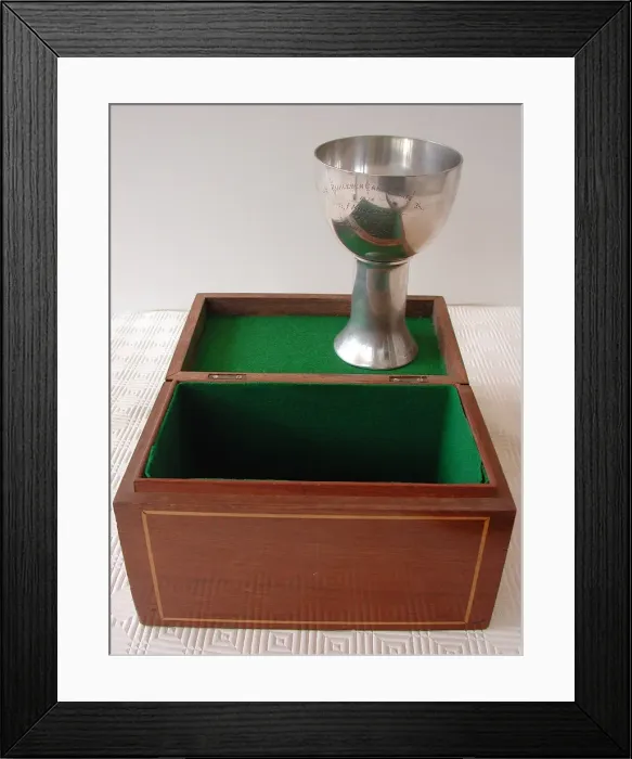Framed Print : Wooden box with Ruhleben Internment Camp coat of arms Framed Print : Wooden box with Ruhleben Internment Camp coat of arms