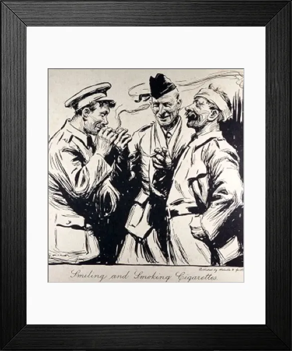 Framed Print : 3 Tommies enjoying their fags - Abdulla Cigarette Co. Ltd Framed Print : 3 Tommies enjoying their fags - Abdulla Cigarette Co. Ltd