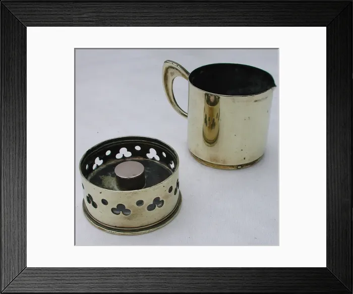 Framed Print : Brass jug made from 2 French 75 mm shell case bottoms Framed Print : Brass jug made from 2 French 75 mm shell case bottoms