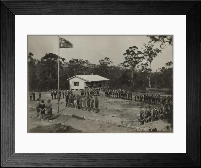 Framed Print : Scouts on parade at a camp, Australia Framed Print : Scouts on parade at a camp, Australia