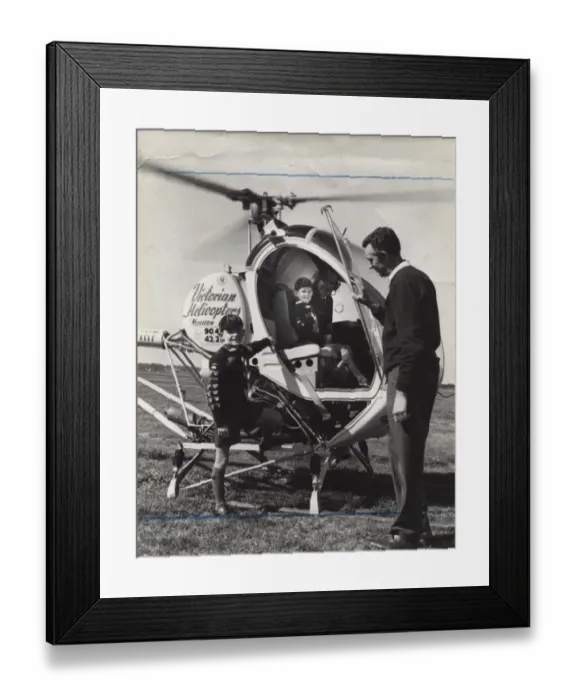 Framed Print : Cub scouts with helicopter, Victoria, Australia Framed Print : Cub scouts with helicopter, Victoria, Australia