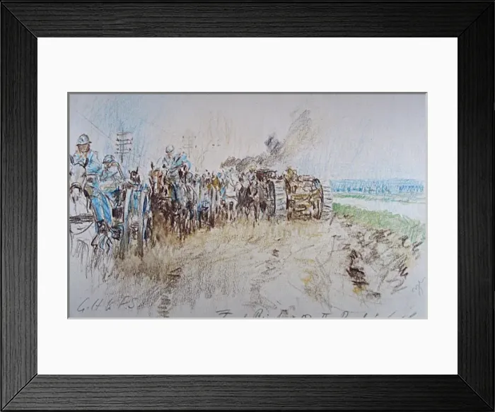 Framed Print : Horse-drawn ammunition column and artillery towed Framed Print : Horse-drawn ammunition column and artillery towed