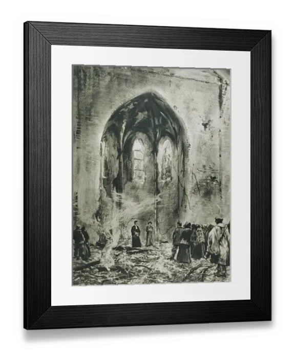 Framed Print : A service in a ruined church Framed Print : A service in a ruined church