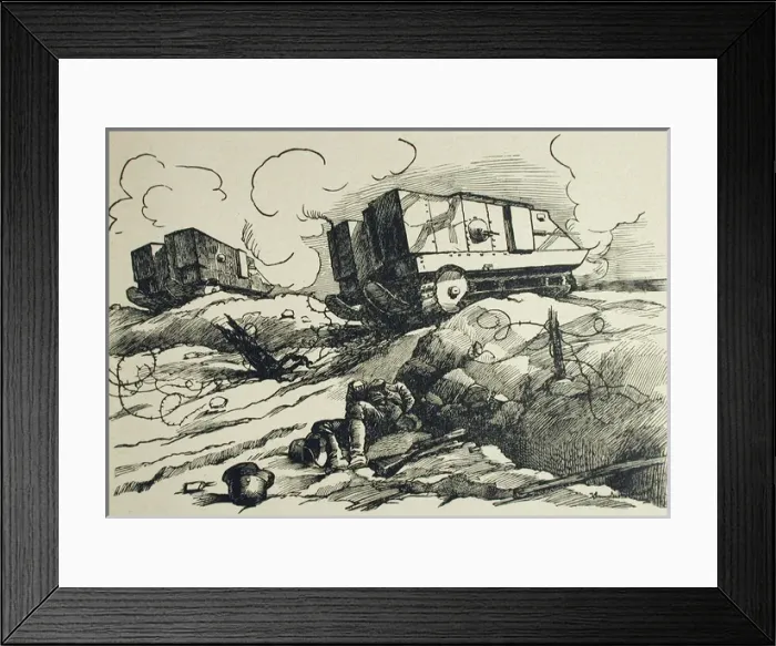Framed Print : French Tanks crossing German trenches Framed Print : French Tanks crossing German trenches