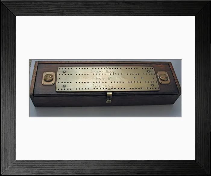 Framed Print : Great War oak games box with handmade cribbage lid Framed Print : Great War oak games box with handmade cribbage lid