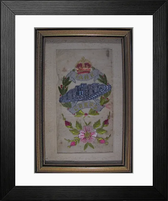 Framed Print : Embroidered badge of the Tank Corps Framed Print : Embroidered badge of the Tank Corps