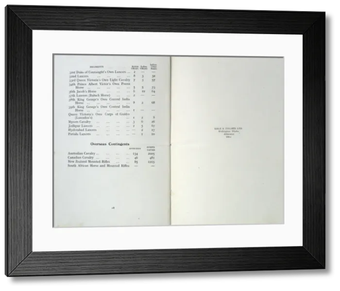Framed Print : Order of Service Booklet for those who died during the War Framed Print : Order of Service Booklet for those who died during the War