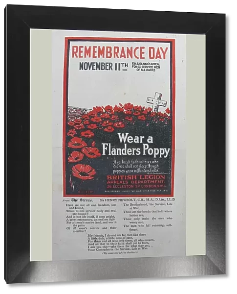Leaflet advertising Remembrance Day, 11th November 1927