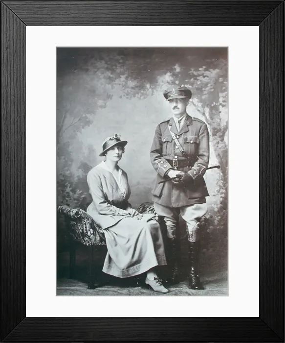 Framed Print : Portrait of an Officer of the Remounts Service with his wife Framed Print : Portrait of an Officer of the Remounts Service with his wife