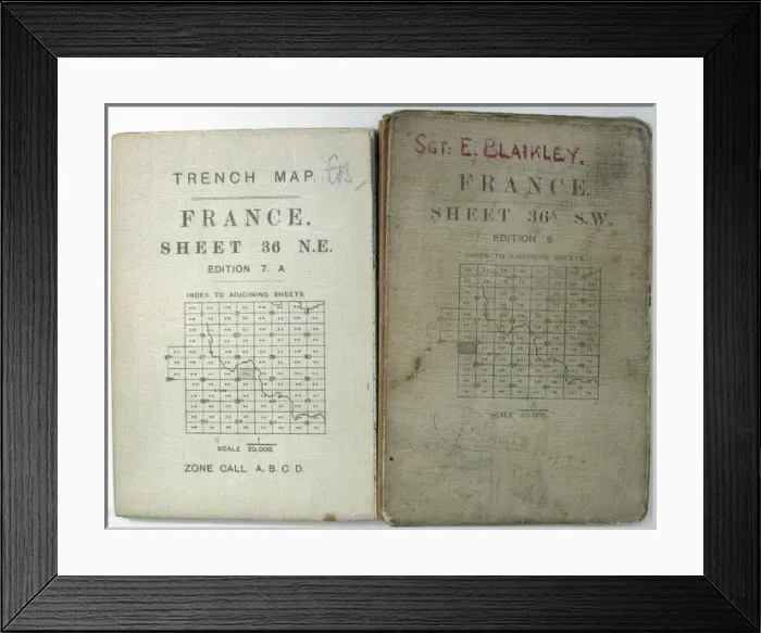Framed Print : Trench maps belonging to Sergeant Ernest Blaikley Framed Print : Trench maps belonging to Sergeant Ernest Blaikley