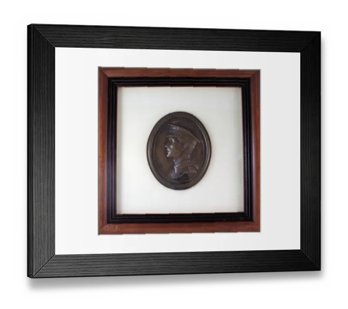 Framed Print : Oval plaque in relief depicting the head of a young Tommy Framed Print : Oval plaque in relief depicting the head of a young Tommy