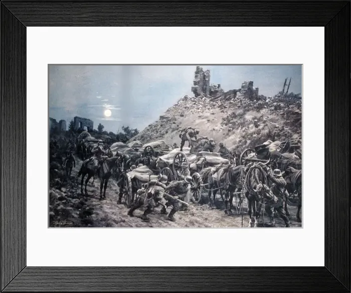 Framed Print : A scene behind the lines - moonlit night on Western Front Framed Print : A scene behind the lines - moonlit night on Western Front