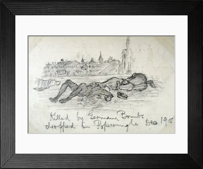 Framed Print : Killed by German Bombs dropped in Poperinghe, Dec 1915 Framed Print : Killed by German Bombs dropped in Poperinghe, Dec 1915