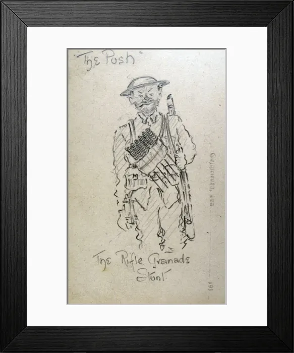 Framed Print : The Push The Rifle Grenade Stunt - German Field Postcard Framed Print : The Push The Rifle Grenade Stunt - German Field Postcard