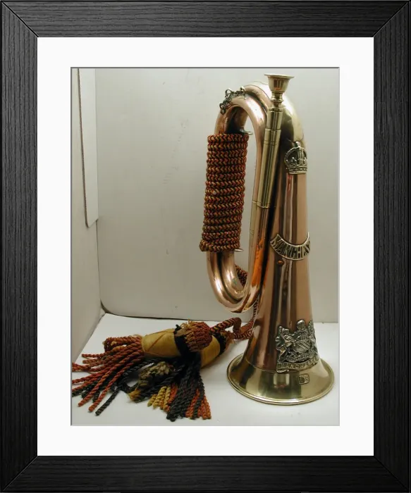 Framed Print : Bugle belonging to Bugler D Sullivan of the Manchester Reg Framed Print : Bugle belonging to Bugler D Sullivan of the Manchester Reg