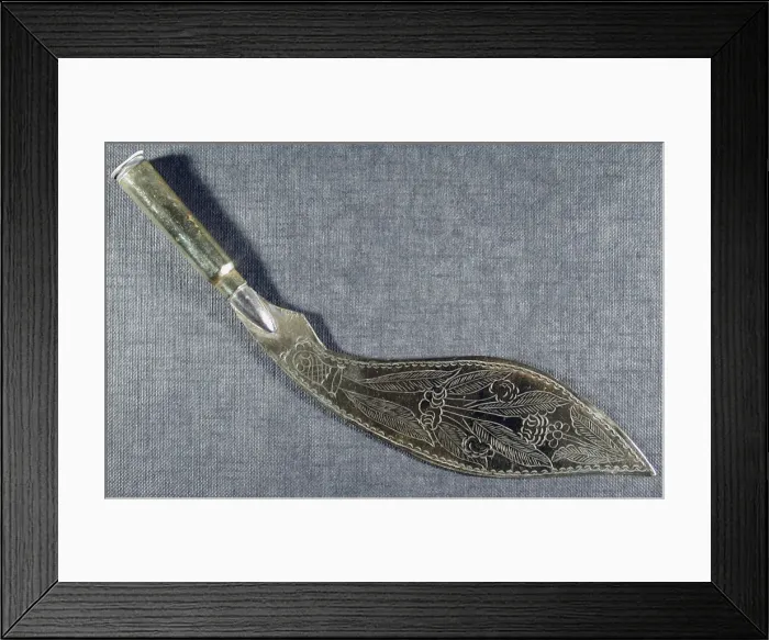 Framed Print : Letter opener Engraved with leaves  /  kukhri