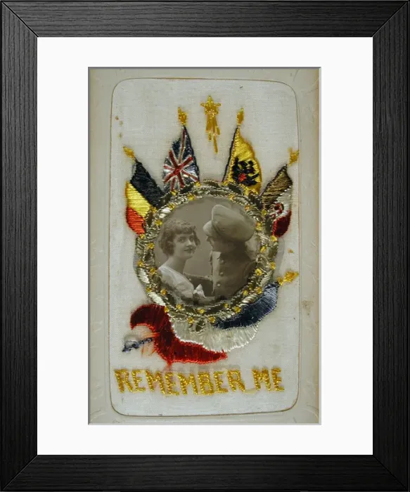 Framed Print : Embroidered silk on card - Flags of the Allies Framed Print : Embroidered silk on card - Flags of the Allies