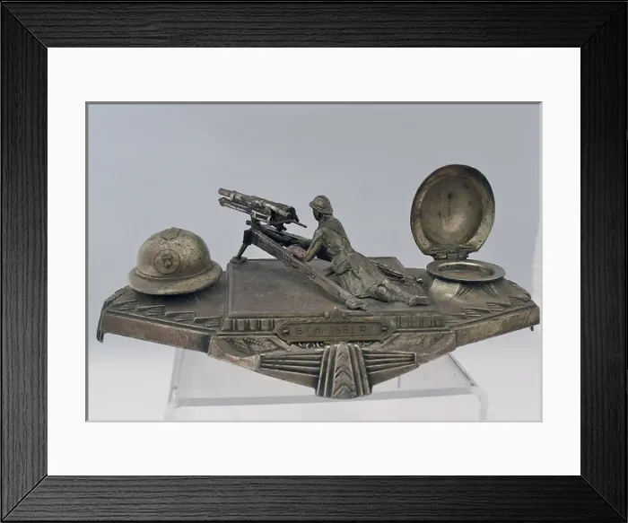 Framed Print : Die-cast desk ornament of a French machine-gunner Framed Print : Die-cast desk ornament of a French machine-gunner