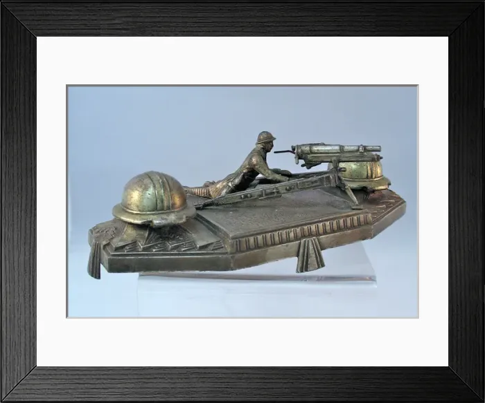 Framed Print : Die-cast desk ornament of a French machine-gunner Framed Print : Die-cast desk ornament of a French machine-gunner