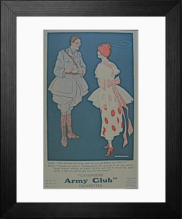 Framed Print : Advertising print for Cavanders Army Club cigarettes Framed Print : Advertising print for Cavanders Army Club cigarettes