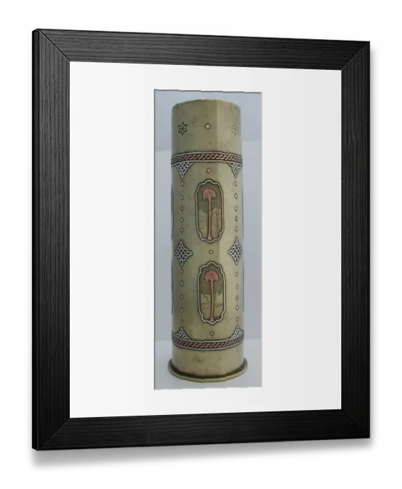 Framed Print : 78 mm German engraved artillery shell case - Bezalel School Framed Print : 78 mm German engraved artillery shell case - Bezalel School