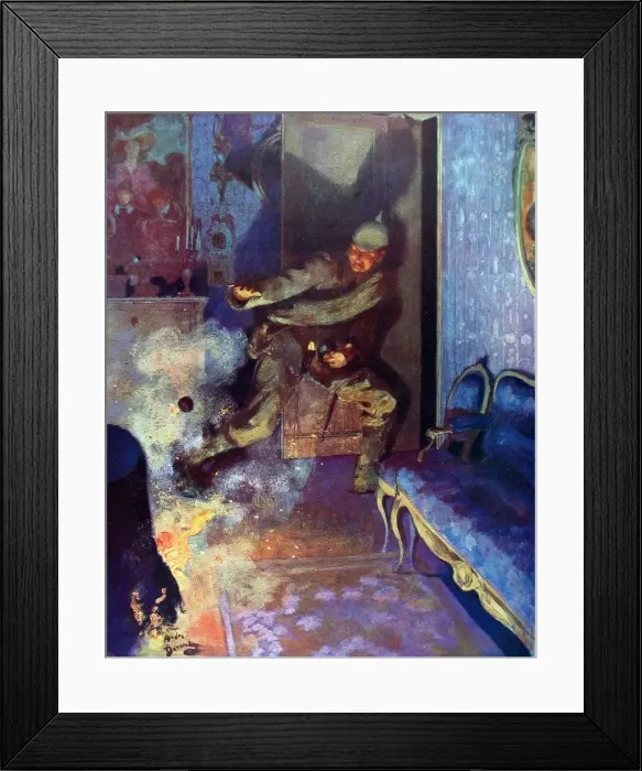 Framed Print : A German soldier trying to escape a French grenade Framed Print : A German soldier trying to escape a French grenade