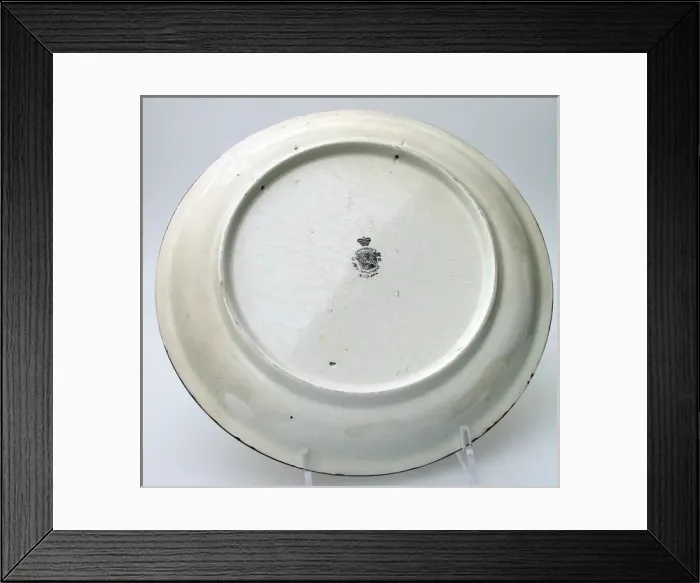 Framed Print : Cream pottery plate with black rim - WWI - Bairnsfatherware Framed Print : Cream pottery plate with black rim - WWI - Bairnsfatherware