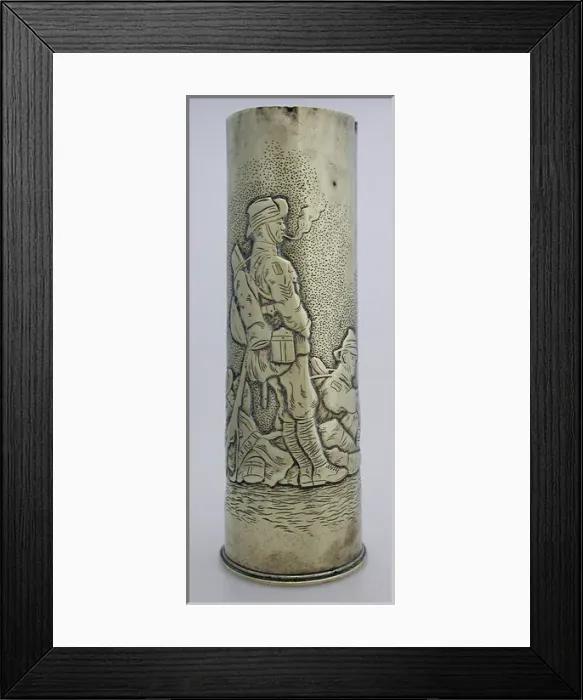 Framed Print : 19 pounder shell case - three Australian soldiers relaxing Framed Print : 19 pounder shell case - three Australian soldiers relaxing