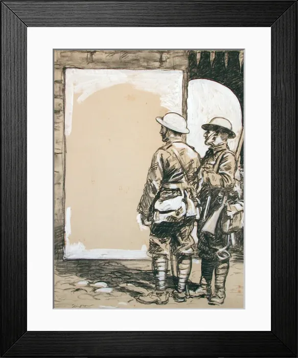 Framed Print : Two Tommies standing outside gateway to Carlisle Castle Framed Print : Two Tommies standing outside gateway to Carlisle Castle