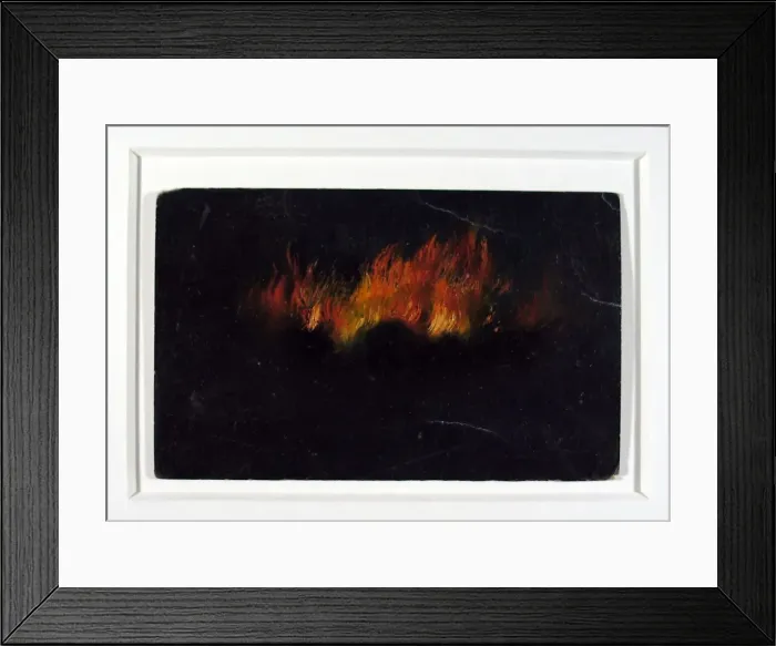 Framed Print : Zeppelin in flames as seen through telescope Framed Print : Zeppelin in flames as seen through telescope