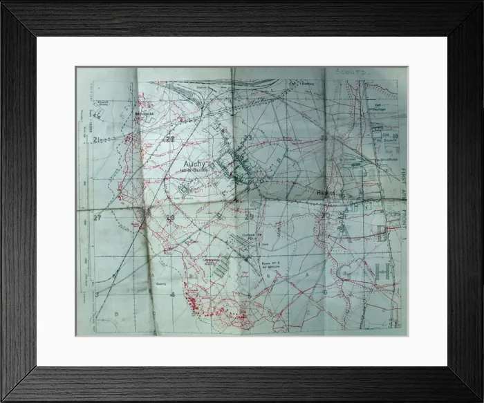 Framed Print : Trench maps belonging to Sergeant Ernest Blaikley