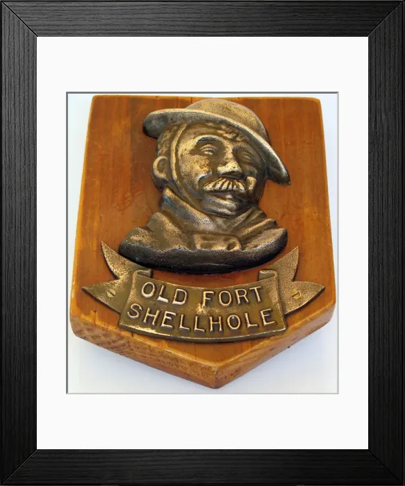 Framed Print : Old Bill plaque relating to the Old Fort - Shell Hole Framed Print : Old Bill plaque relating to the Old Fort - Shell Hole