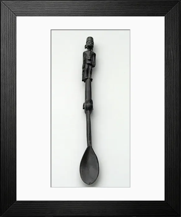 Framed Print : Hand-carved WWI African Black Wood Askari soldier - spoon Framed Print : Hand-carved WWI African Black Wood Askari soldier - spoon