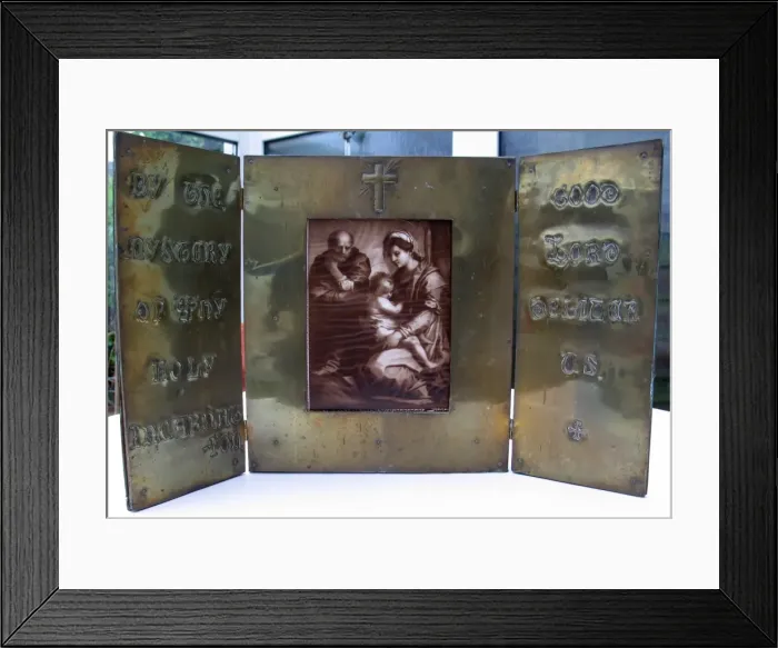 Framed Print : WWI hand-crafted and embossed triptych Framed Print : WWI hand-crafted and embossed triptych