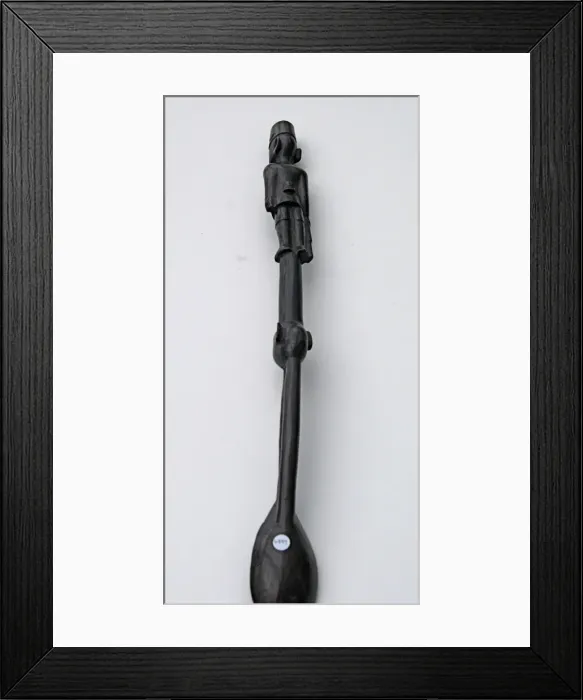 Framed Print : Hand-carved WWI African Black Wood Askari soldier - spoon Framed Print : Hand-carved WWI African Black Wood Askari soldier - spoon