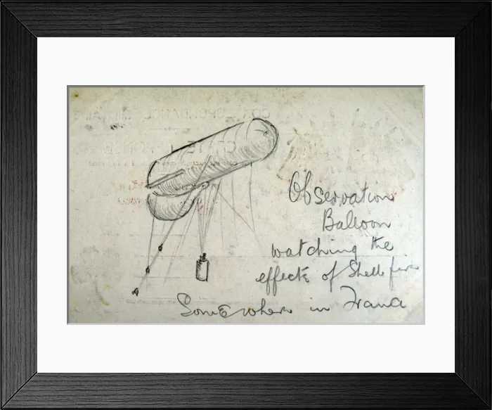 Framed Print : Observation Balloon watching the effects of Shell fire Framed Print : Observation Balloon watching the effects of Shell fire