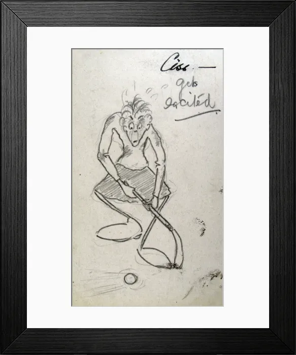 Framed Print : Ciss gets excited (Ciss, with hockey stick, pictured on ca Framed Print : Ciss gets excited (Ciss, with hockey stick, pictured on ca