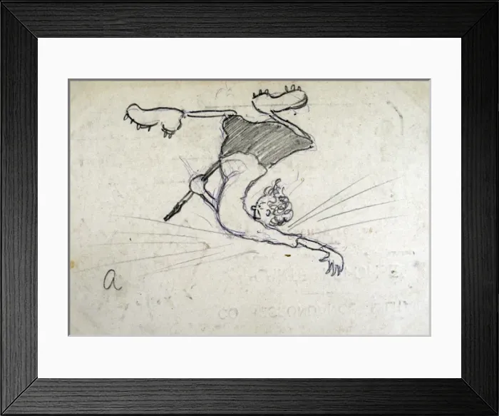 Framed Print : Ciss, with hockey stick, pictured on card No caption Framed Print : Ciss, with hockey stick, pictured on card No caption