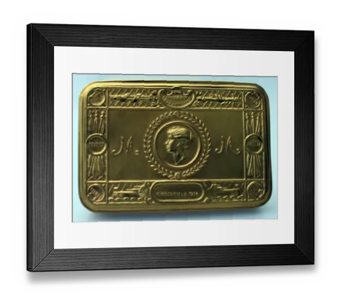 Framed Print : Princess Marys Christmas 1914 tin + two packs of cigarettes Framed Print : Princess Marys Christmas 1914 tin + two packs of cigarettes
