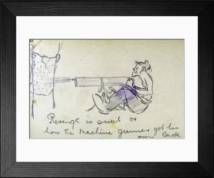 Framed Print : Revenge is sweet - machine gunner gets own back Framed Print : Revenge is sweet - machine gunner gets own back
