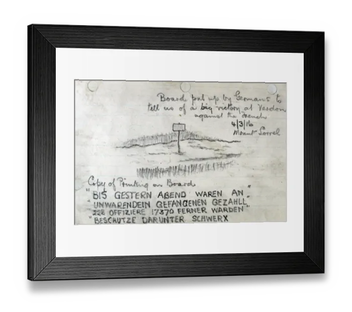 Framed Print : Board put up by Germans reporting big victory at Verdun Framed Print : Board put up by Germans reporting big victory at Verdun