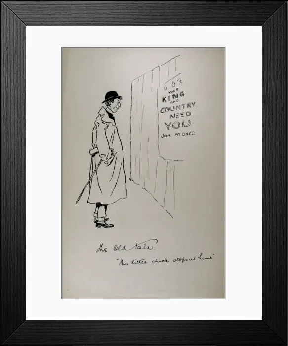 Framed Print : The Old Tale This little chick stops at home - WWI Framed Print : The Old Tale This little chick stops at home - WWI