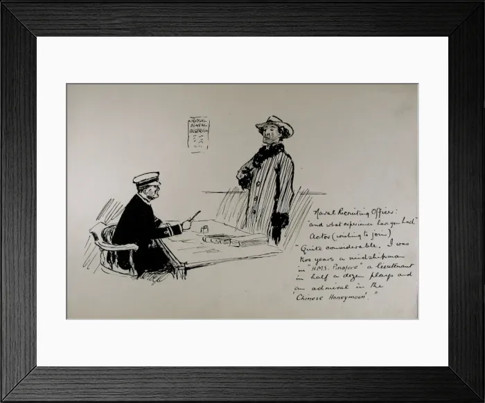 Framed Print : Naval Recruiting Officer and Actor - WWI humour Framed Print : Naval Recruiting Officer and Actor - WWI humour