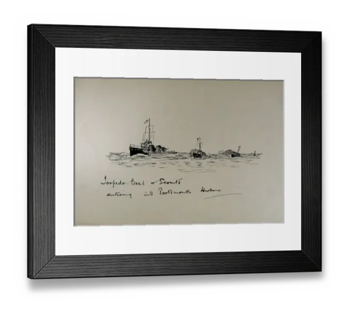 Framed Print : Torpedo Boat & Scouts entering into Portsmouth Harbour Framed Print : Torpedo Boat & Scouts entering into Portsmouth Harbour